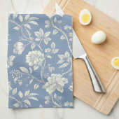 Pretty Romantic Blue Cream Flowers Geschirrtuch (Viertel Falte)