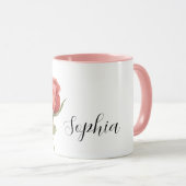Pretty Romantic Red Rose Flower Tasse (VorderseiteRechts)