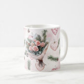 Pretty Roses Floral Pink Hearts Kaffeetasse (VorderseiteRechts)