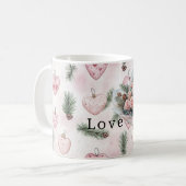 Pretty Roses Floral Pink Hearts Kaffeetasse (Vorderseite Links)