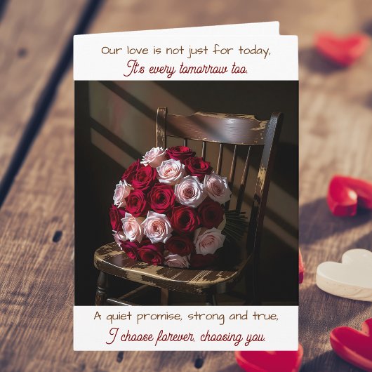 Pretty Roses on a Rustic Chair | Anniversary Karte