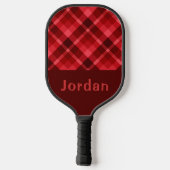 Pretty Ruby Red Plaid Monogram Pickleball Paddel Pickleball Schläger (Rückseite)