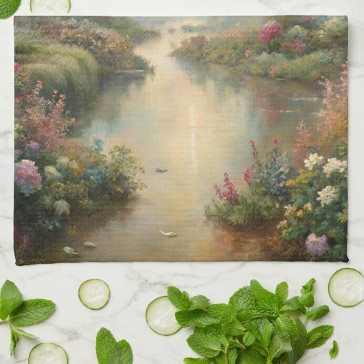 Pretty Scenic Lake Geschirrtuch (Gefaltet)