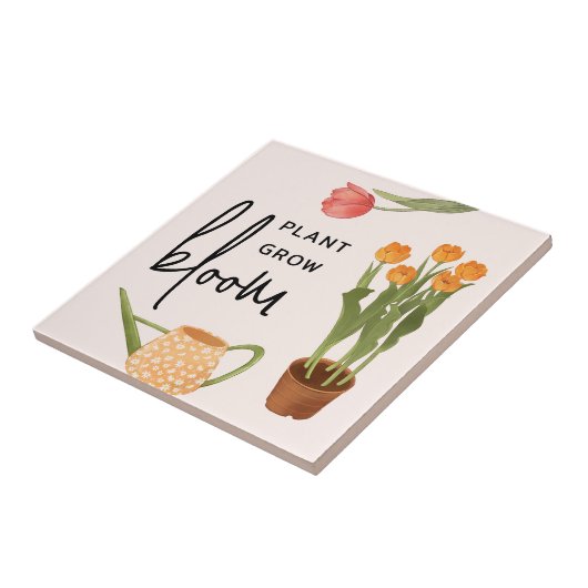 Pretty Script Plant Grow Bloom Tulip Fliese (Seite)