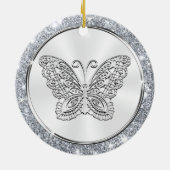 Pretty Silver, Butterfly Christmas Tree Keramik Ornament (Hinten)