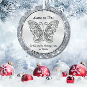 Pretty Silver, Butterfly Christmas Tree Keramik Ornament