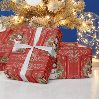 Pretty Snowman Elegant Christmas Gift  Geschenkpapier