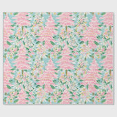 Pretty Soft Pastel Pink & Teal Pine Trees Holiday Geschenkpapier (Flach)