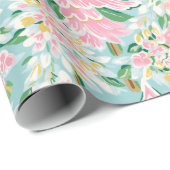 Pretty Soft Pastel Pink & Teal Pine Trees Holiday  Geschenkpapier (Rolleneckpunkt)