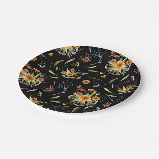 Pretty Spooky: Halloween Flowers, Spiders and Moth Pappteller (Schrägansicht)