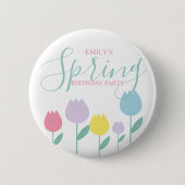 Pretty Spring Tulips Pastel Floral Birthday Party Button (Vorderseite)
