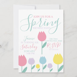 Pretty Spring Tulips Pastel Floral Birthday Party Einladung