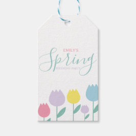 Pretty Spring Tulips Pastel Floral Birthday Party Geschenkanhänger