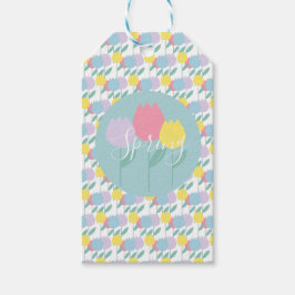 Pretty Spring Tulips Pastel Floral Birthday Party Geschenkanhänger