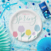 Pretty Spring Tulips Pastel Floral Birthday Party Pappteller (Party)