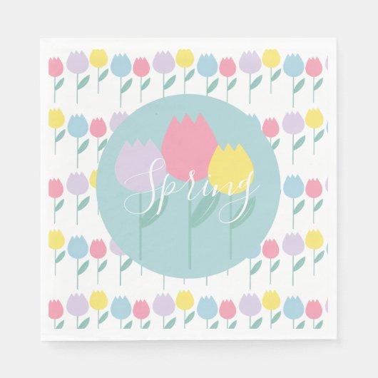 Pretty Spring Tulips Pastel Floral Birthday Party Serviette (Vorderseite)
