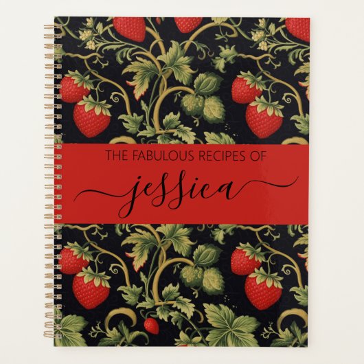 Pretty strawberries pattern script name Recipe Planer (Vorderseite)