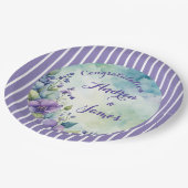 Pretty Stripped Lavender and Floral Pappteller (Schrägansicht)