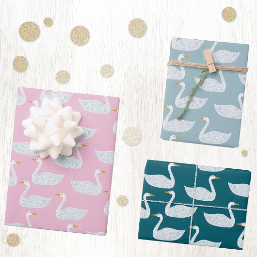 Pretty Swan Pattern Geschenkpapier Set