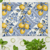 Pretty Talavera Tile All-Over Print Lemons Geschirrtuch (Gefaltet)
