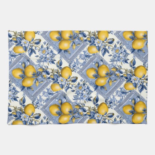 Pretty Talavera Tile All-Over Print Lemons Geschirrtuch (Horizontal)