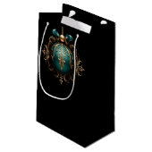 PRETTY TEAL AND GOLD CHRISTMAS ORNAMENTS KLEINE GESCHENKTÜTE (Rückseite Schrägansicht)