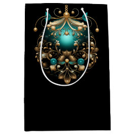PRETTY TEAL AND GOLD CHRISTMAS ORNAMENTS MITTLERE GESCHENKTÜTE