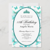 Pretty Teal Butterflies 18th Birthday Debut Einladung (Vorderseite)