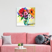 Pretty Vase of Colorful Flowers Leinwanddruck (Insitu (Wohnzimmer))