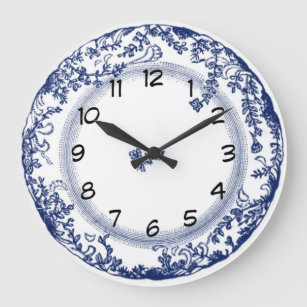 pretty vintage blue delft plate clock große wanduhr