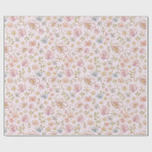 Pretty Vintage Flowers Floral Pattern Geschenkpapier (Flach)