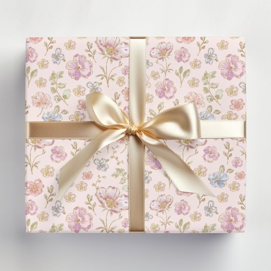 Pretty Vintage Flowers Floral Pattern Geschenkpapier