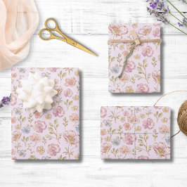 Pretty Vintage Flowers Floral Pattern Geschenkpapier Set