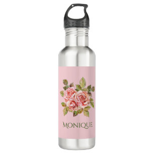 Pretty Vintage Pink Roses Personalized   Edelstahlflasche