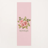 Pretty Vintage Pink Roses Personalized Yogamatte (Vorderseite)