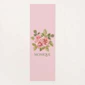 Pretty Vintage Pink Roses Personalized Yogamatte (Rückseite)
