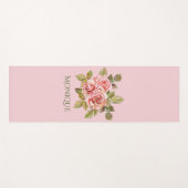 Pretty Vintage Pink Roses Personalized Yogamatte (Vorderseite (Horizontal))