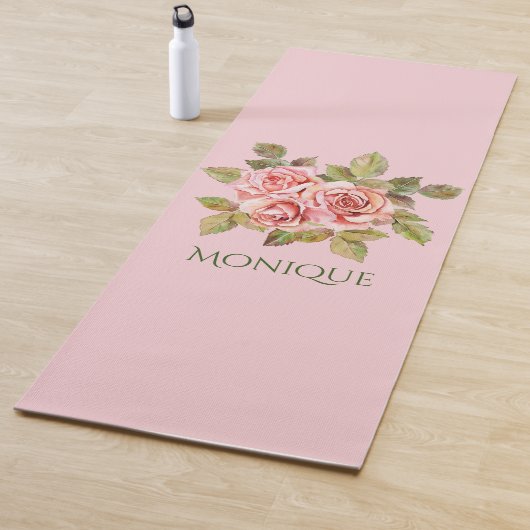 Pretty Vintage Pink Roses Personalized Yogamatte (Beispiel)