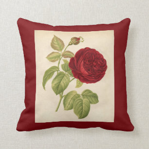 Pretty Vintage Red Rose Flower Botanical Floral Kissen
