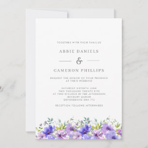 Pretty Violet Floral Wreath Wedding Invitation Einladung