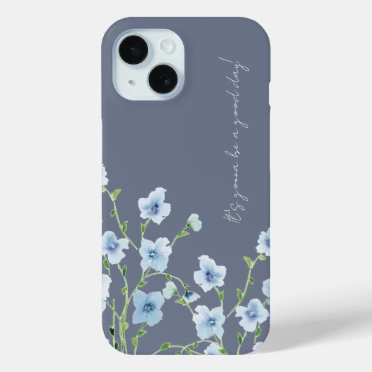 Pretty Watercolor Blue Floral  Case-Mate iPhone Hülle (Rückseite)