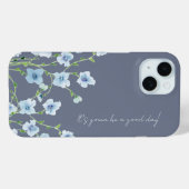 Pretty Watercolor Blue Floral  Case-Mate iPhone Hülle (Rückseite (Horizontal))