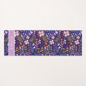 Pretty Watercolor Floral Blooming Custom Name Yogamatte (Vorderseite (Horizontal))