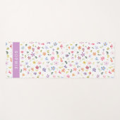 Pretty Watercolor Floral Blooming Custom Name Yogamatte (Vorderseite (Horizontal))