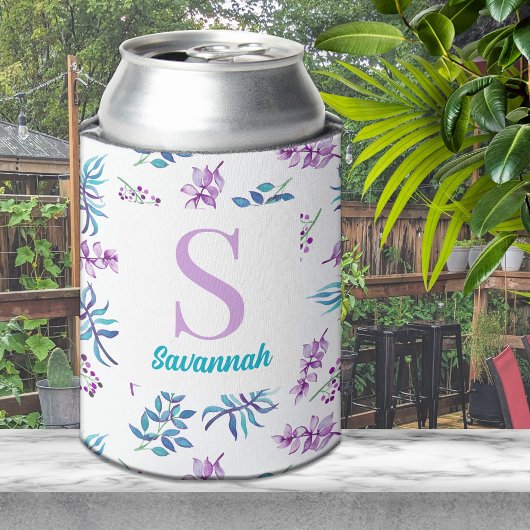 Pretty Watercolor Floral Garden Personalized Dosenkühler