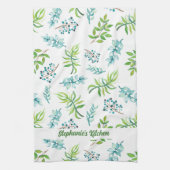Pretty Watercolor Floral Garden Personalized Geschirrtuch (Vertikal)