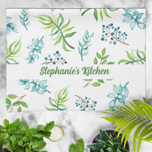 Pretty Watercolor Floral Garden Personalized Geschirrtuch