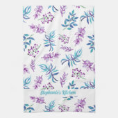 Pretty Watercolor Floral Garden Personalized Geschirrtuch (Vertikal)