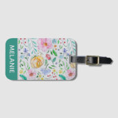 Pretty Watercolor Flowers and Buds Personalised Gepäckanhänger (Vorderseite (Horizontal))