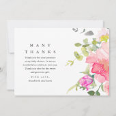 Pretty Watercolor Flowers Baby Shower Thank You Dankeskarte (Rückseite)